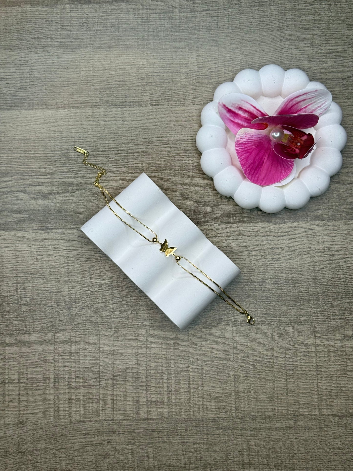 Minimal Butterfly Double Chain Anklet