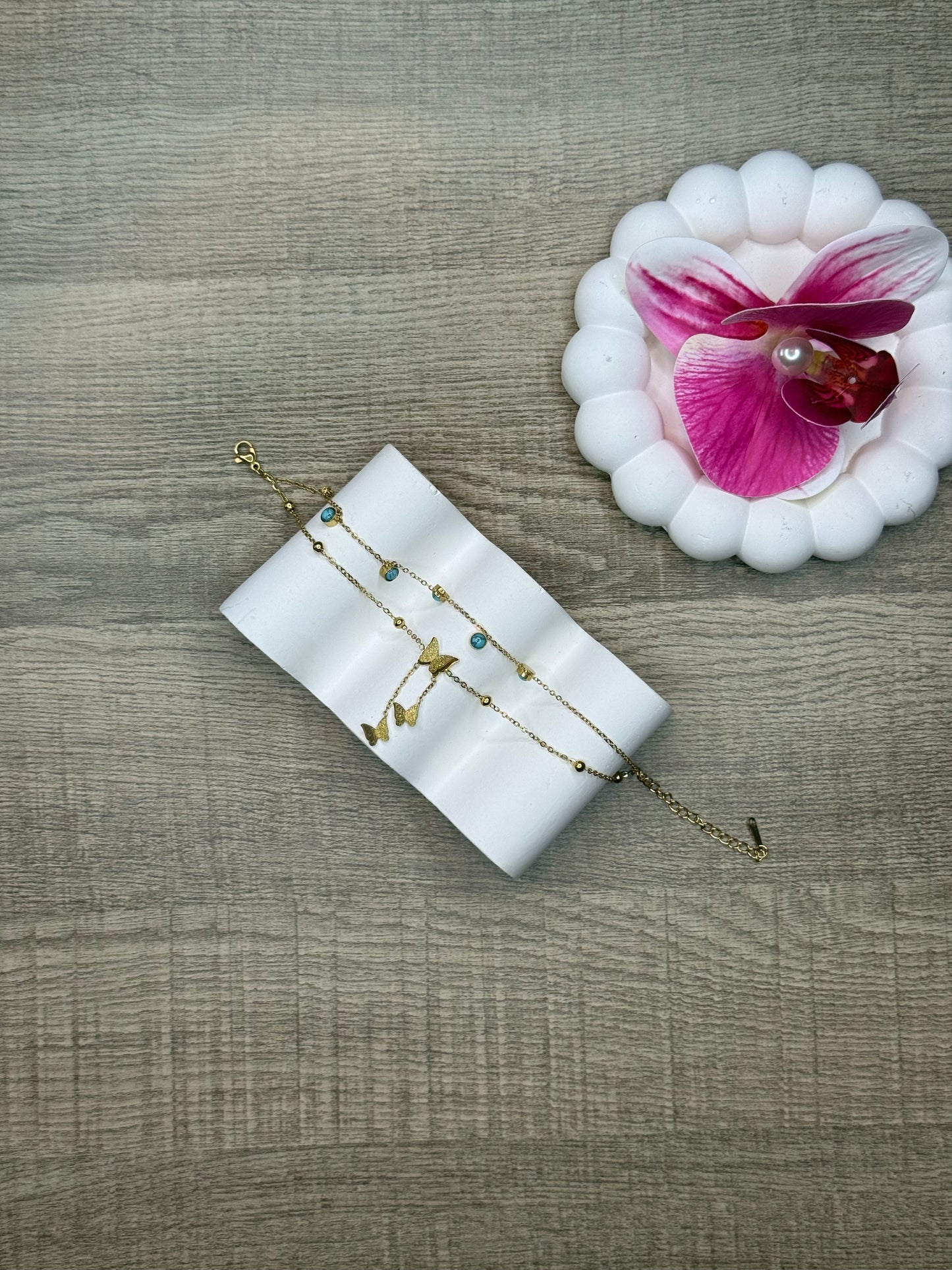 Blue Butterfly Drop Anklet