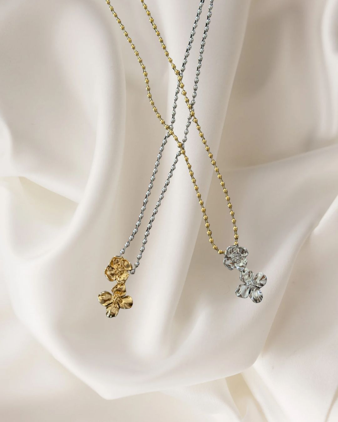 Plumeria Flowers Two-toned Necklace