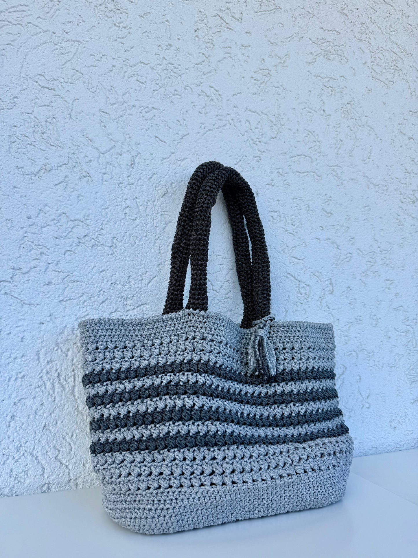Silver Horizon Crochet Bag