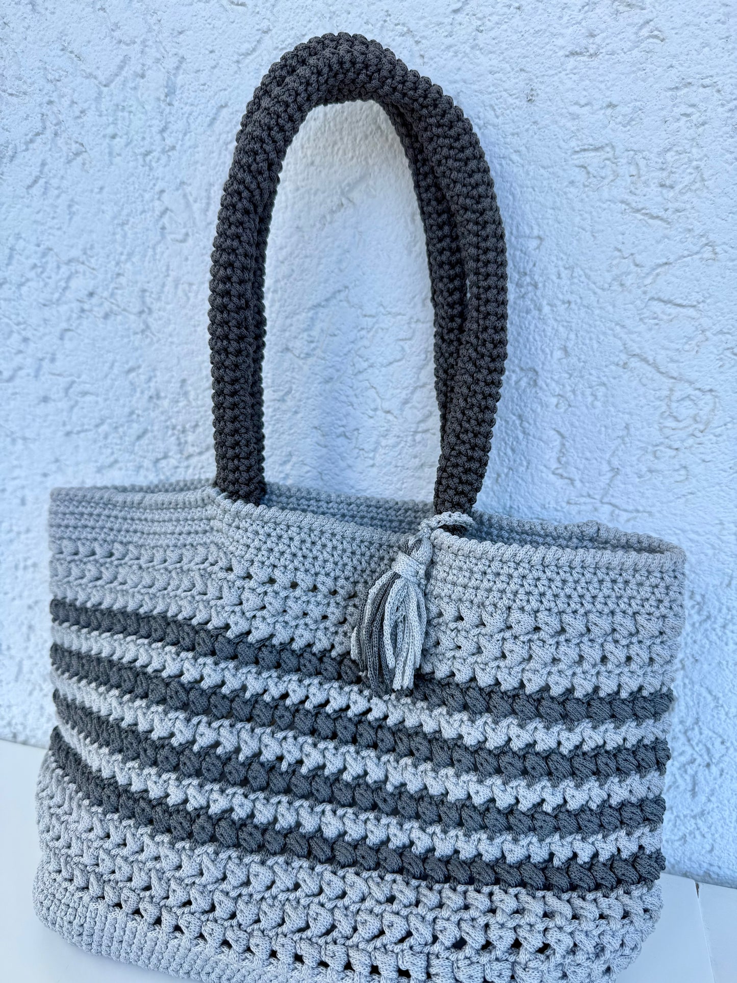 Silver Horizon Crochet Bag