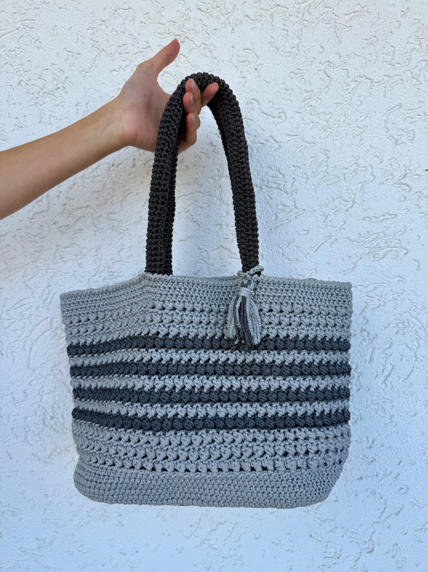 Silver Horizon Crochet Bag