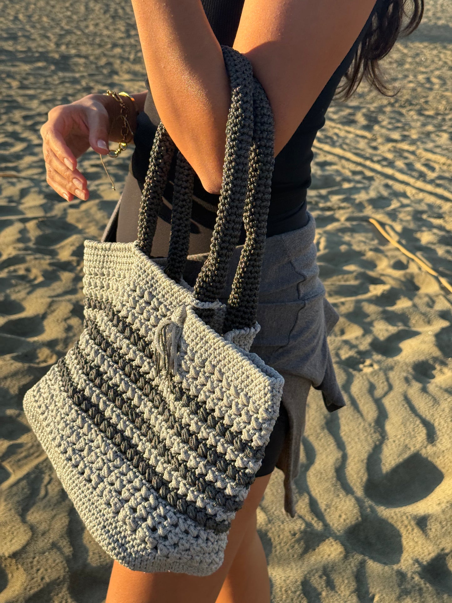 Silver Horizon Crochet Bag