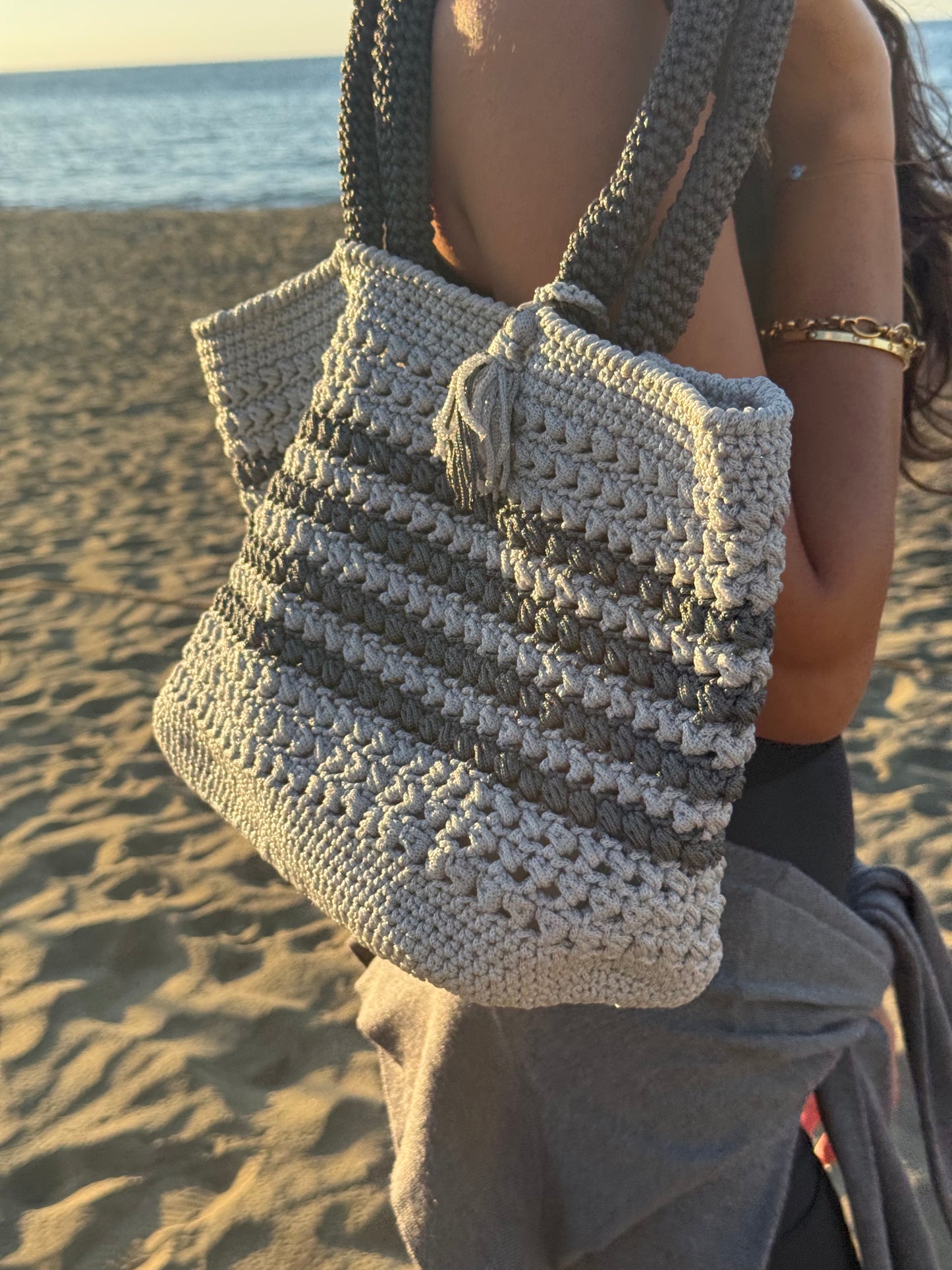 Silver Horizon Crochet Bag