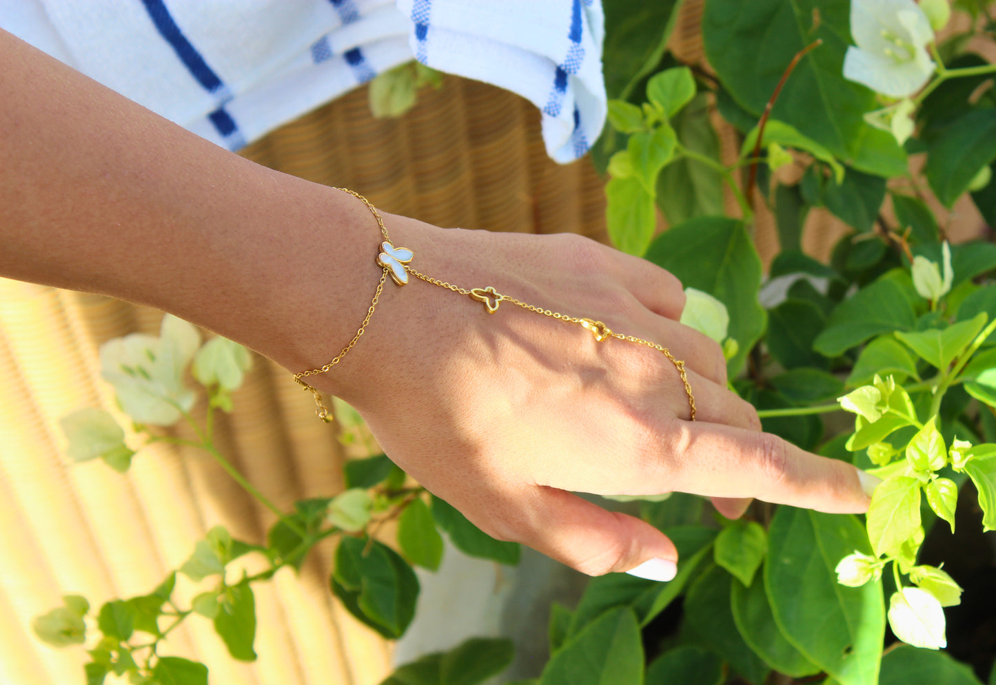 Pearl Butterfly Hand Chain