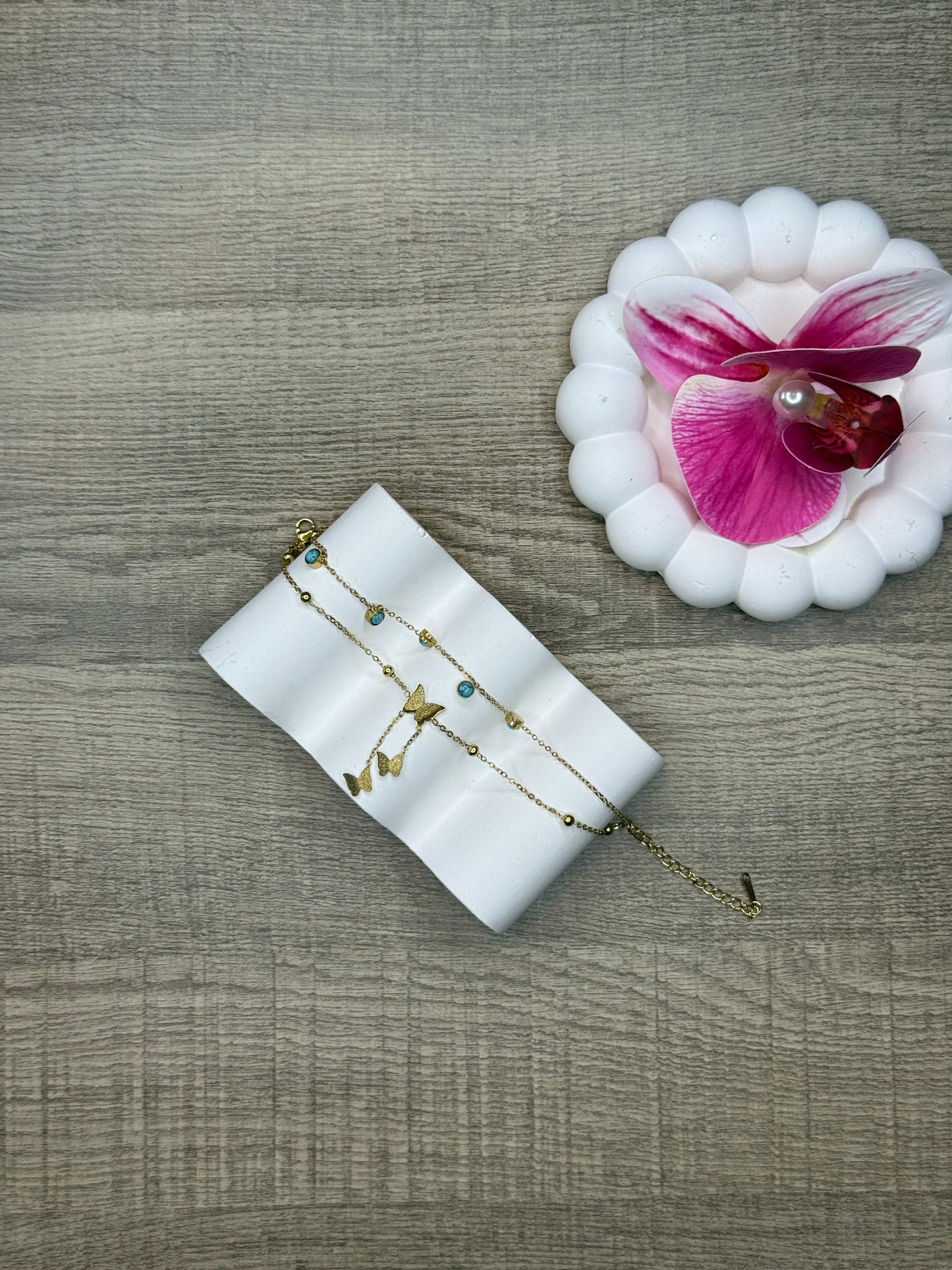 Blue Butterfly Drop Anklet