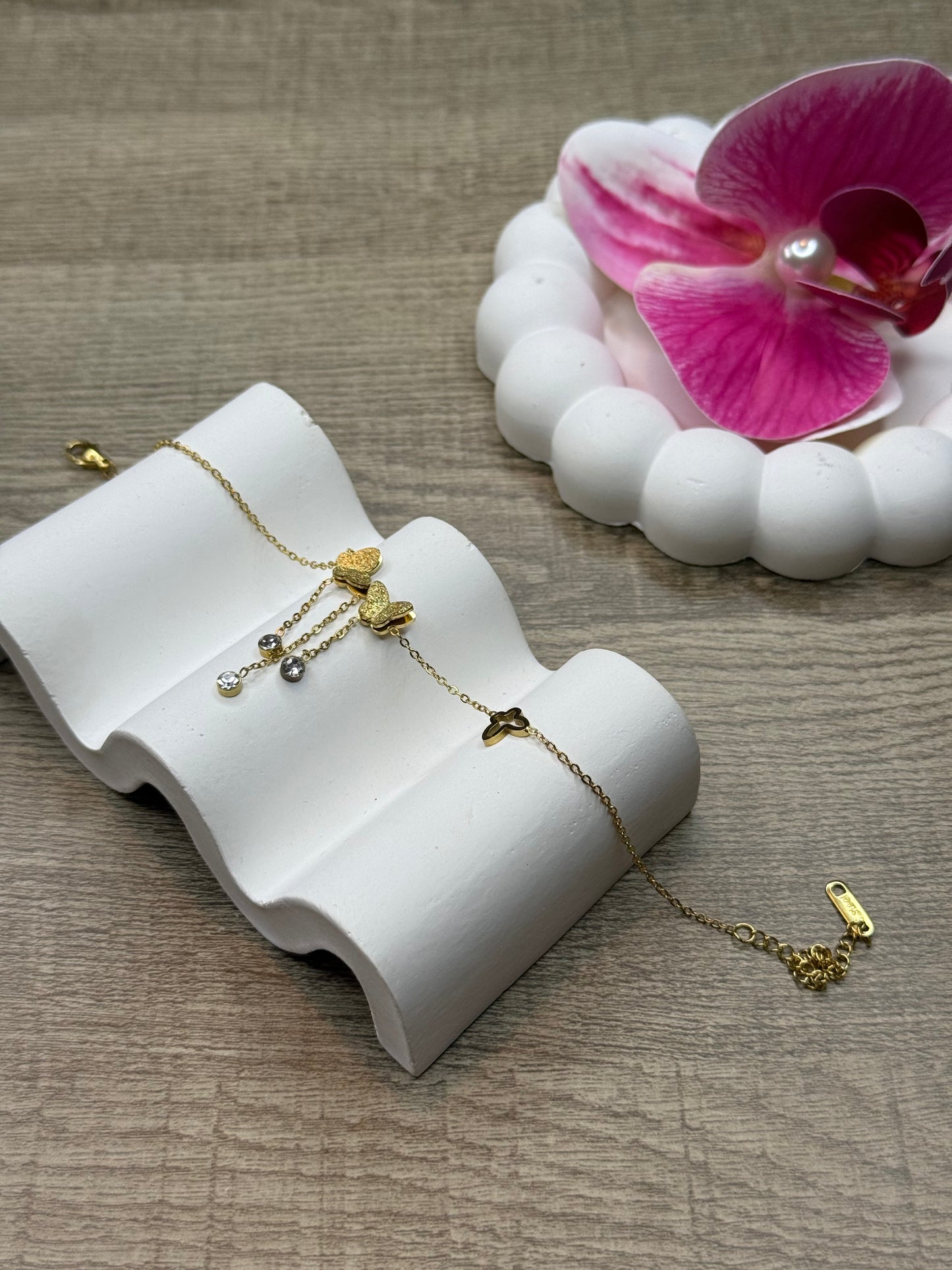 Double Butterfly Drop Anklet