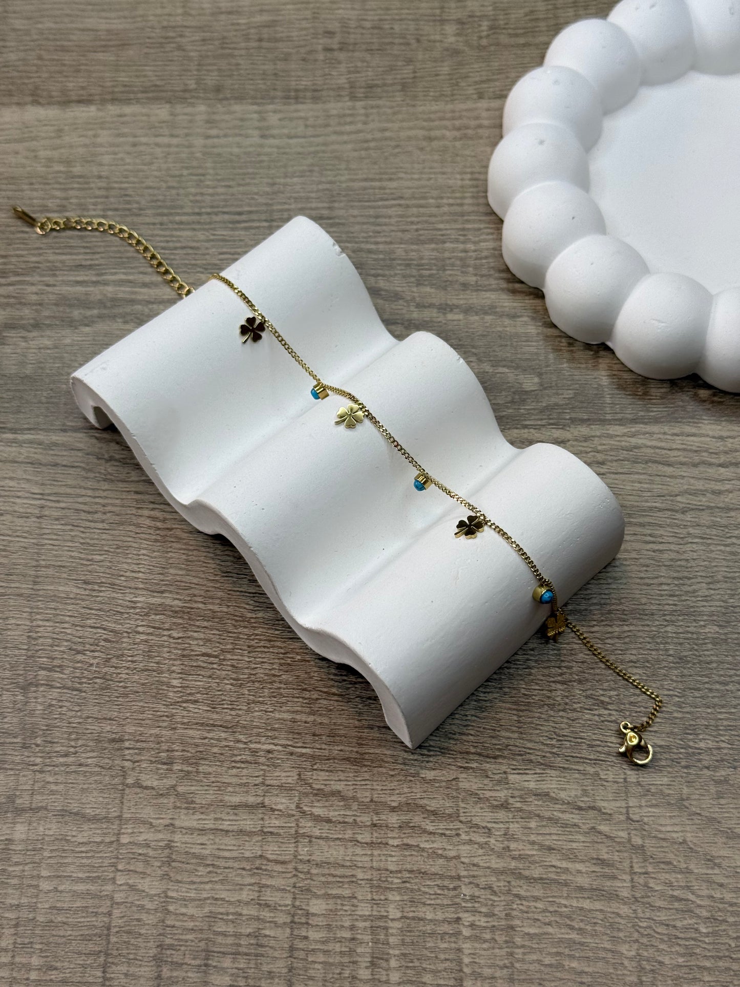 Lucky Clover Blue Anklet