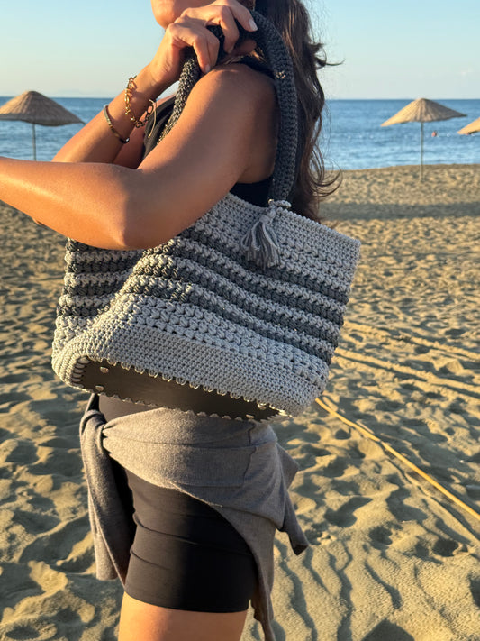 Silver Horizon Crochet Bag