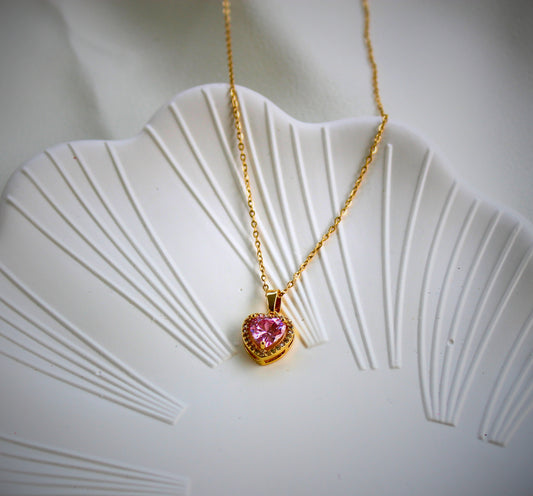 Pink Zircon Heart Necklace