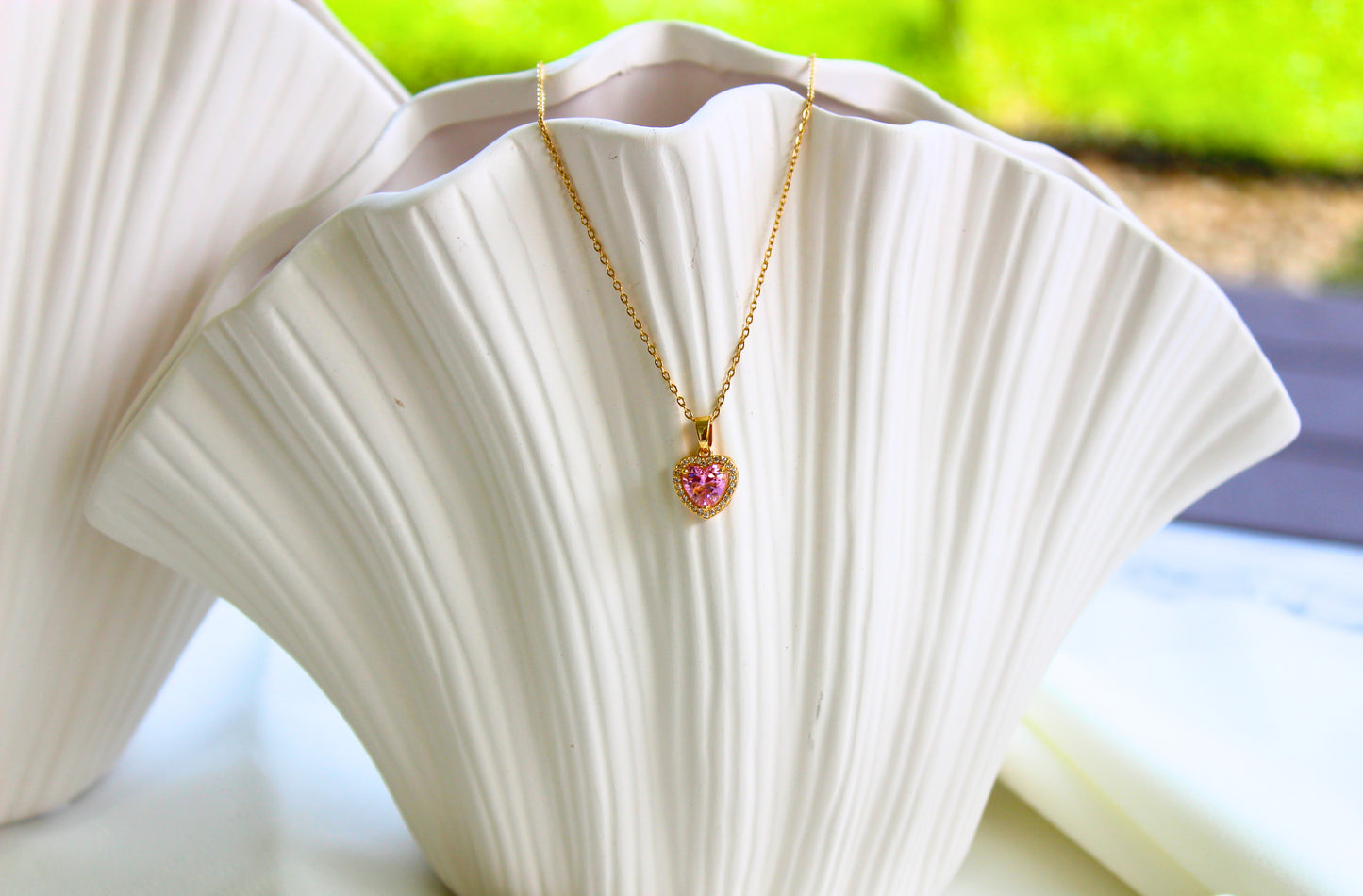 Pink Zircon Heart Necklace