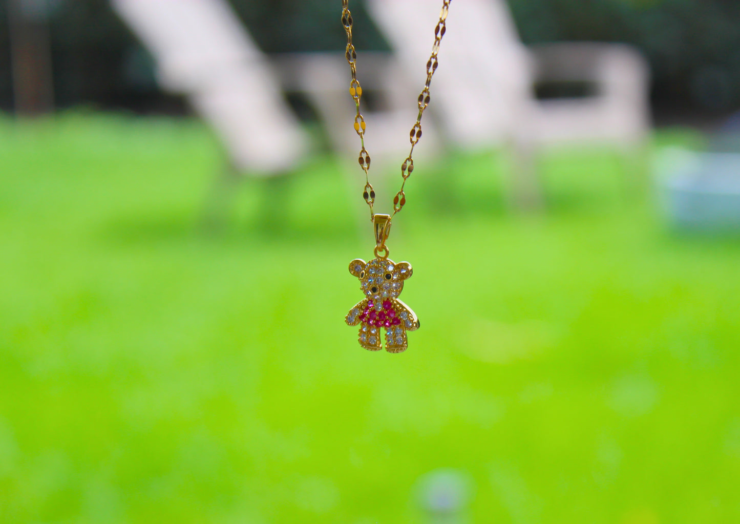 Pink Teddy Bear Necklace