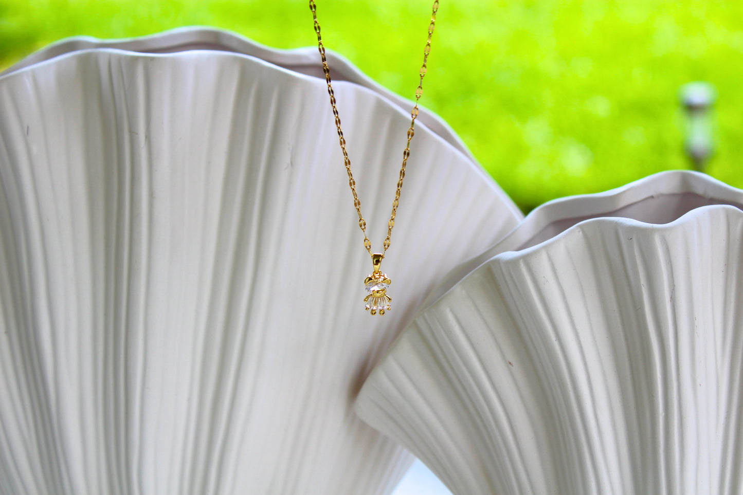 White Teddy Bear Necklace