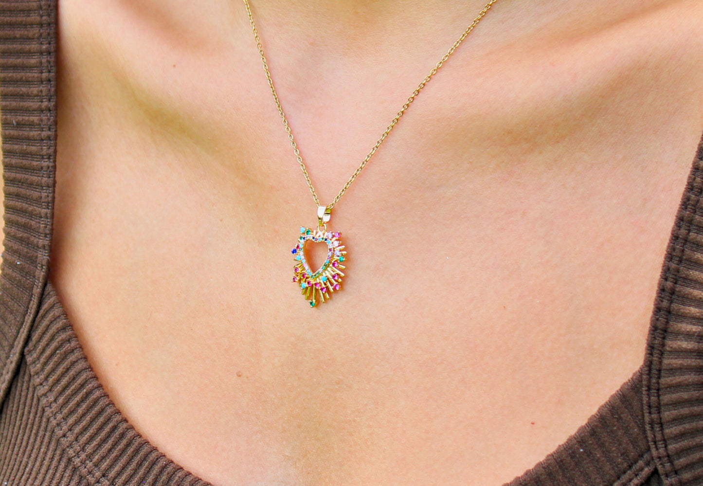 Multicolored Heart Necklace