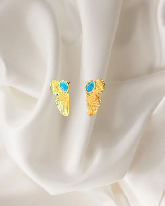 Blue Stone Fishtail Earrings