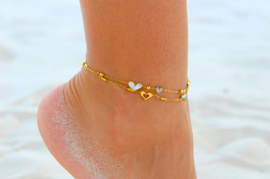 Doubled Chain Love Anklet